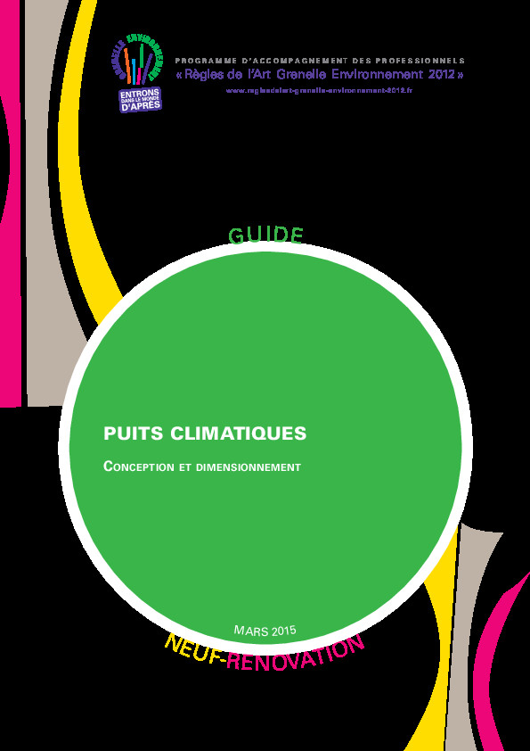 [Guide RAGE]  Puits climatiques : conception et dimensionnements -2015-03